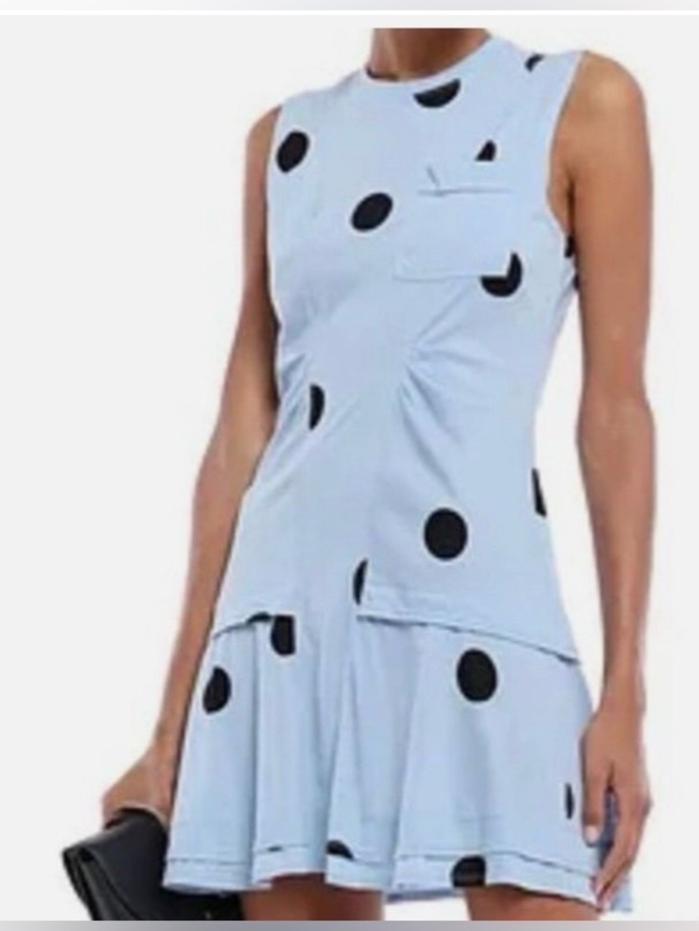 10 Crosby Derek Lam,Light Blue,Mini Dress with Black Polka Dots, size XS